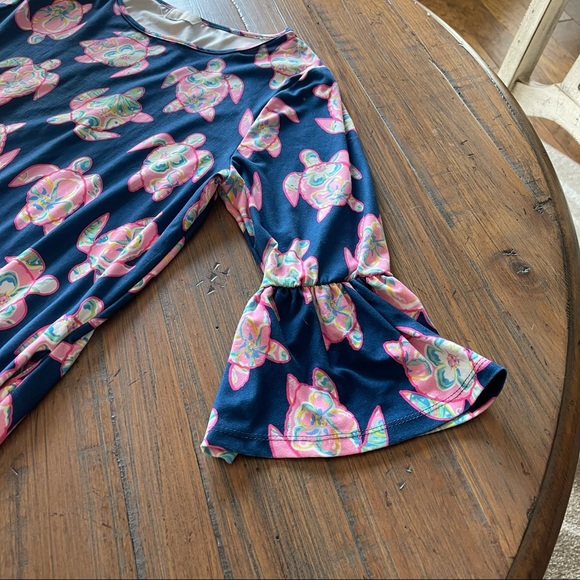 Simply Southern bell sleeve turtle print dress - Picture 7 of 16